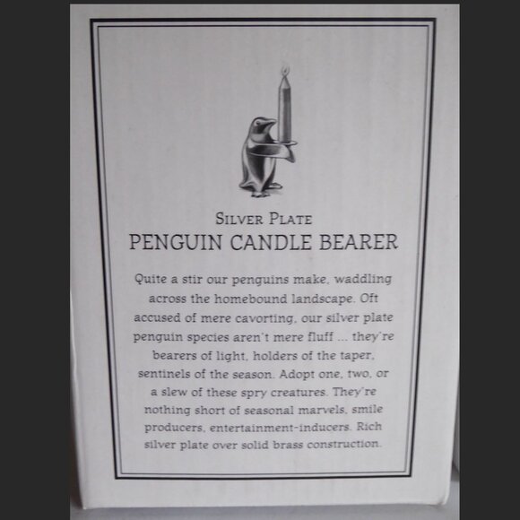 NEW VINTAGE 6” RESTORATION HARDWARE SILVER PLATE PENGUIN CANDLE HOLDER SET - Picture 3 of 11